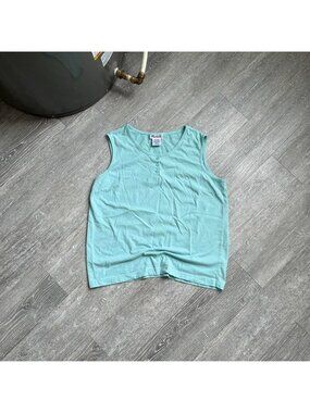 Teal Blue Vintage 90’s “Blair” Henley Style Tank Top Shirt (Tagged Women’s M)